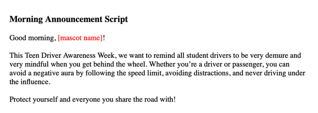 Teen Driver Safety Morning